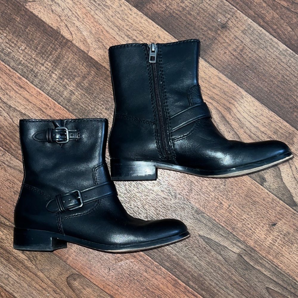 Coach Black Leather Moto Boots
